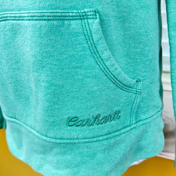 Carhartt Teal 1/4 Zip Hoodie Pullover Sweatshirt Size XS - Picture 5 of 8